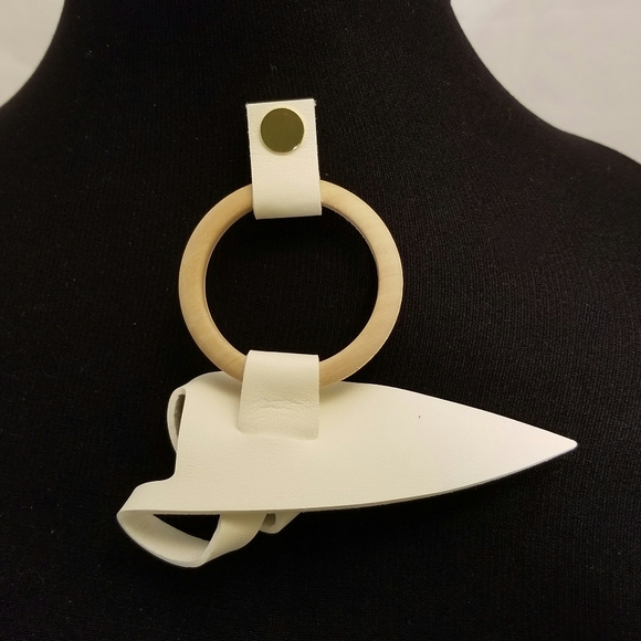 Cloie Urban Leather Twist Wooden Hoop Earrings - Picture 2 of 7